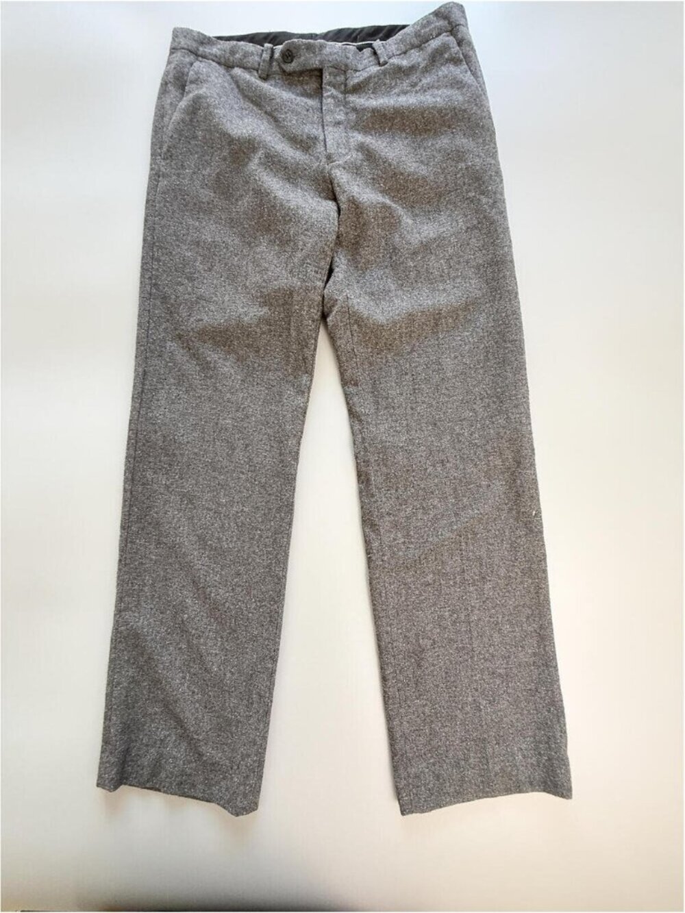 John Varvatos Wool Blend Trousers, Grey Dress‎ Pants, Tailored Straight Leg 34"